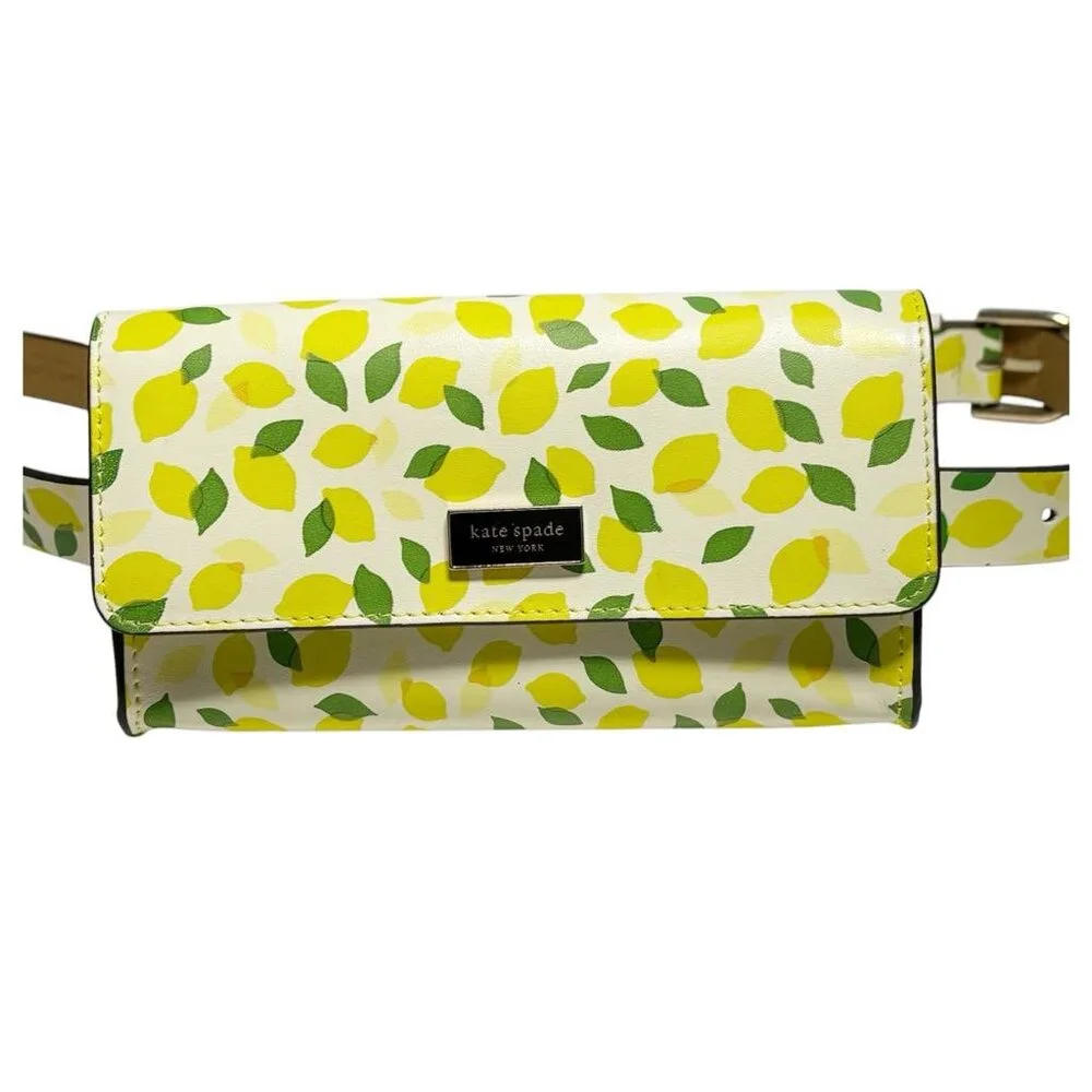 Kate Spade Leather Belt Bag Women's Yellow Lemon Print Cottagecore